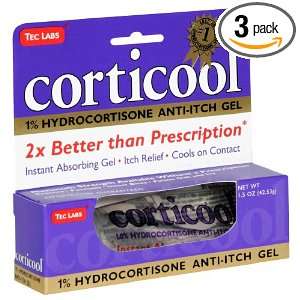   Corticool, 1% Hyrdocortisone Anti itch Gel Tube, 1.5 Ounce (Pack of 3
