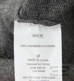 Vince Grey Cashmere V Neck Hooded Long Sleeve Sweater Size Medium 