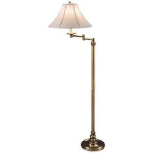    Jeanette Antique Brass Swing Arm Floor Lamp