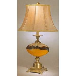  Art Glass Table Lamp With Antique Brass Base