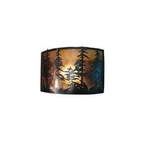   Light Wall Sconce, Antique Copper Finish with Amber Mica Panels