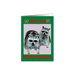  Christmas, Raccoon, antlers, candy canes Card Health 