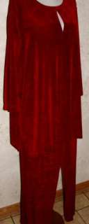 VE VE VIKKI VI SZ 3X Dark Red Pants Set Outfit Slinky Travel Knit 