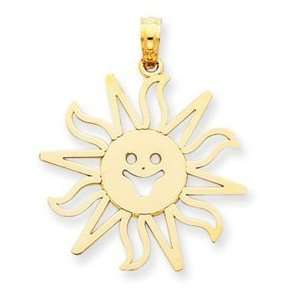  14k Gold Smiling Sun Pendant Jewelry