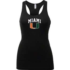  Miami Hurricanes Black Womens Arch Logo Tank Top Sports 