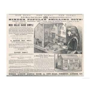 Hindes Popular Shilling Toys Advertisement for a Victorian Dolls 