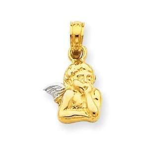  Polished Casted Angel Charm in 14k Two tone Gold Jewelry