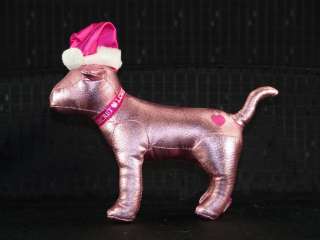 Victorias Secret Metallic Pink Heart Love Santa Dog Toy  