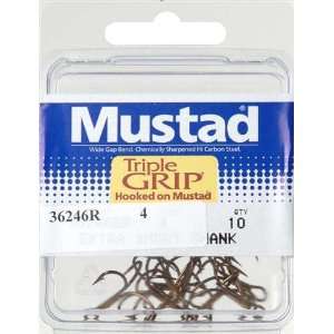  Mustad   Triple Grip Treble Red Size 4 10 Pack Sports 
