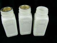 Set 3 Vintage Milk Glass Range Spice Shakers Art Deco  