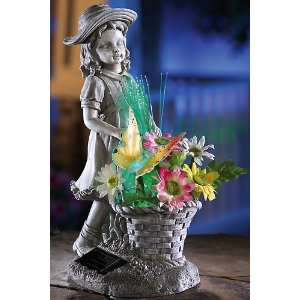  Little Girl & Flower Basket Fiber Optic Statue Everything 