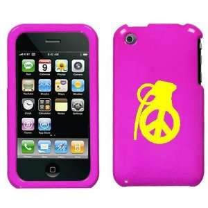 com APPLE IPHONE 3G 3GS YELLOW PEACE GRENADE LOGO ON A PINK HARD CASE 