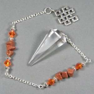   Faceted Crystal Pendulum with Red Goldstone, CQ2156 