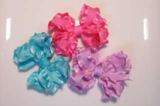 SMALL Boutique CUSTOM Double Ruffle Bows LOT 10 Toddler Girl U Pick 