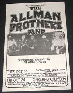 Allman Brothers* Signed Randy Tuten Poster Orig 1975*  