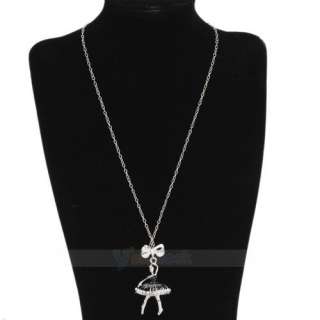 Pretty Lovely Alloy Ballet Dancing Girl Pendant Long Chain Necklaces 