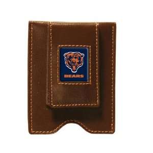  Chicago Bears Brown Leather Money Clip & Card Case Sports 
