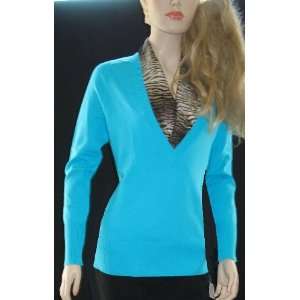   Secret Turquoise Long V Neck Non Wool Sweater XS 