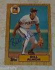 Bill Almon 1987 Topps auto card Mets autograph signed P