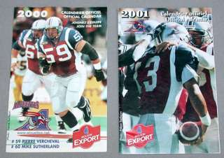 Montreal Alouettes CFL Football Schedules 2000 & 2001  