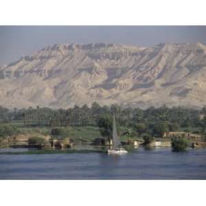  Felucca on the River Nile, Looking Towards Valley of the 