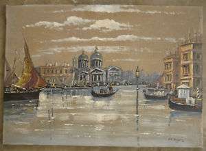 Vintage Italy Italian landscape, oil painting, Venice  