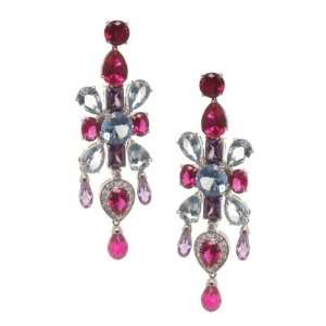 Magic Sparklers Dangle Earrings with Ruby, Spinel and Lavander CZs 