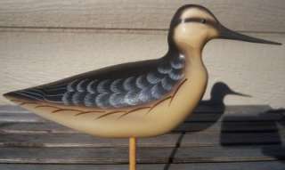   Hand Carved Wood Dowitcher Shorebird Duck Decoy Signed William Veasey