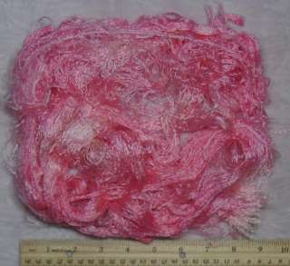 yellow silk fibers 14 g 0.5 oz dyed pink 23776  