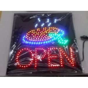  Pizza Open Bright LED Sign 19X19 With Steaming Flashing 