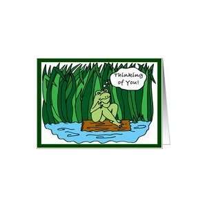  Thinking of You Cartoon Frog on a Log Card Health 