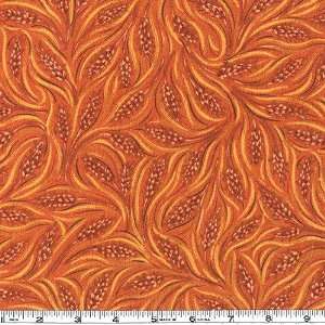 45 Wide Nancys Harvest Flannel Wheat Orange Fabric By 