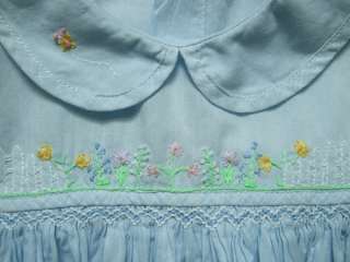 Girls Petit Ami Smocked Garden Flowers Blue Dress 18 mo  