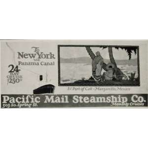   Mail Ship Manzanillo Mexico   Original Halftone Print