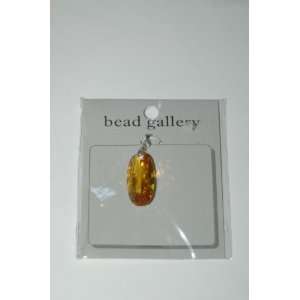  Bead Gallery Amber Cubic Zirconia Oval Pendant 30mm x 15mm 
