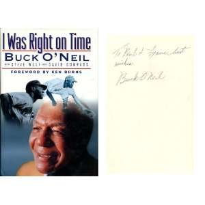  Buck ONeil Autographed I Was Right on Time Book Sports 