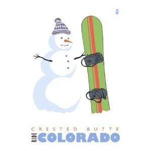  Crested Butte, Colorado, Snowman with Snowboard Premium 