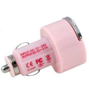  Dual 2 Port USB Car Charger for iPad iPhone iPod Pink 