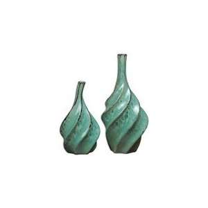  Uttermost Pale Aqua Hasina 2Pc Vases