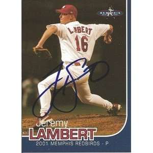    Jeremy Lambert Signed 2001 Memphis Redbirds Card