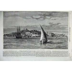   1865 View City Montevideo Uruguay South America Ships