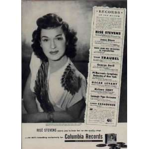   radio, and at the Metropolitan Opera.  1947 Columbia Records Ad