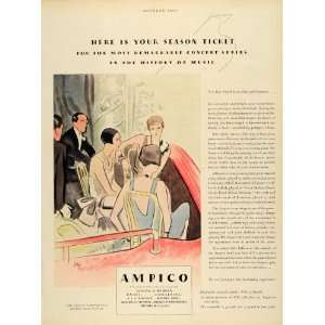  1928 Ad Ampico Piano Concert Musical Instrument Art Deco 