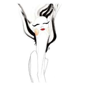   with Black Hair Blowing Upwards Giclee Poster Print