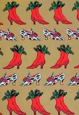 HOLIDAY RED SHOES WITH GOLD ANDY WARHOL GIFT WRAP WRAPPING PAPER 