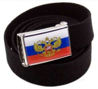 CUSTOM MADE RUSSIAN FLAG CANVAS WEB BELT & BUCKLE  