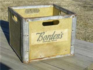 Dallas Texas Bordens Dairy Milk Crate Fiberglass and Galvanized 13 