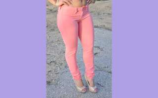   pink colored skinny pants jeggings from just usa jeans size 0 1 3 5 7