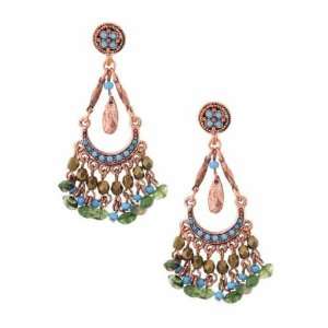  Azteca Copper Green Turquoise Chandelier Earrings Jewelry