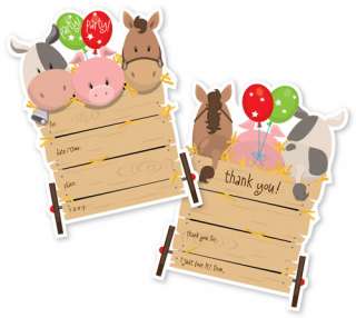   House Cow Farm Animal Party Invitations & Farm Animal Thank You Notes